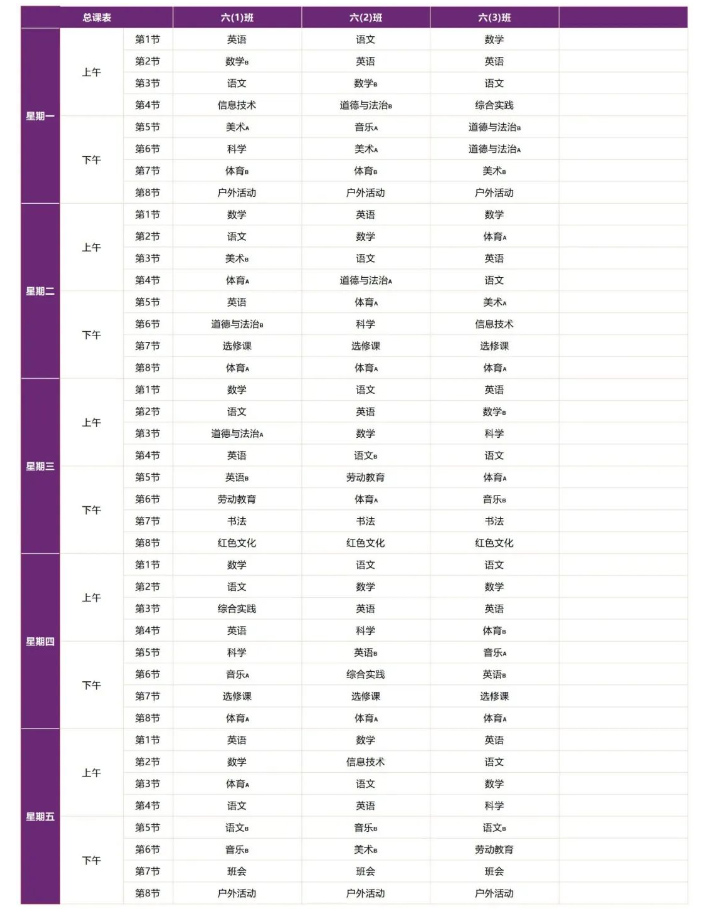 南昌启华双语学校2023-2024学年第二学期课表 南昌启华双语学校2023-2024学年第二学期课表