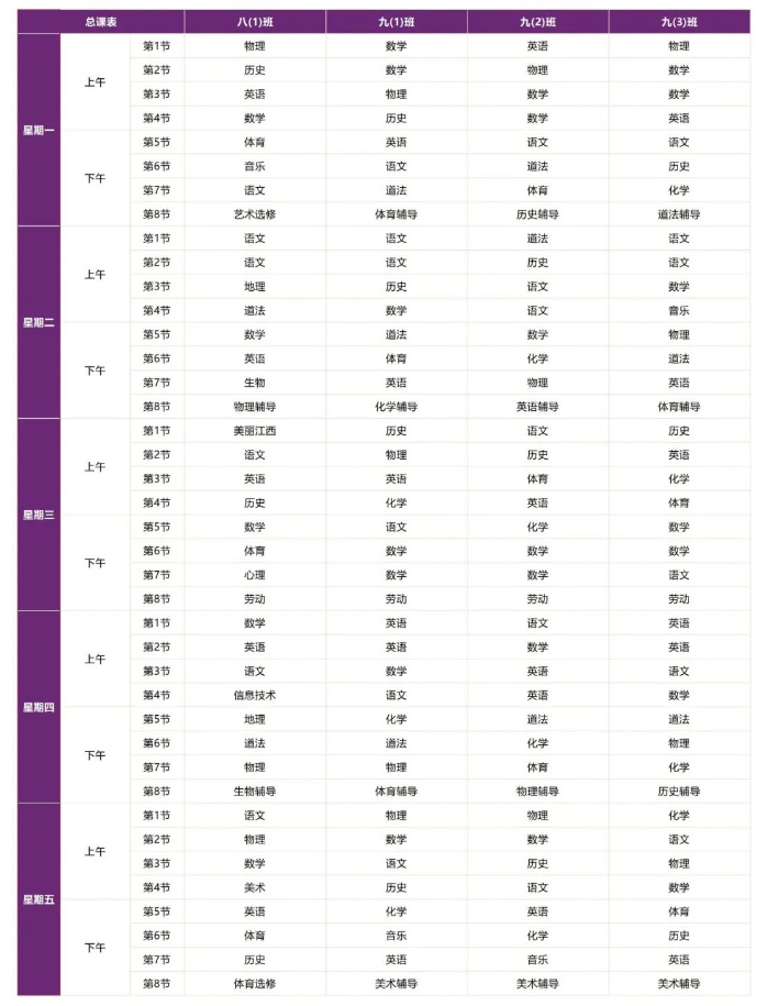 南昌启华双语学校2023-2024学年第二学期课表 南昌启华双语学校2023-2024学年第二学期课表